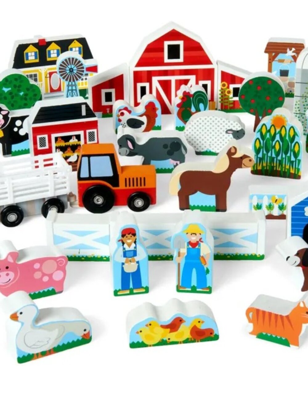 Melissa & Doug Wooden Farm & Tractor Play Set - 32 Piece Set